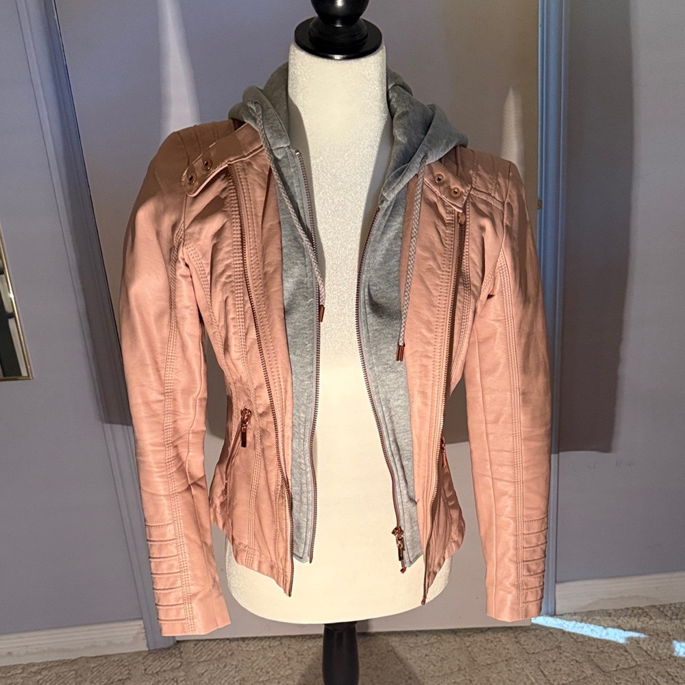 guess Pink Jacket with Gray Hoodie